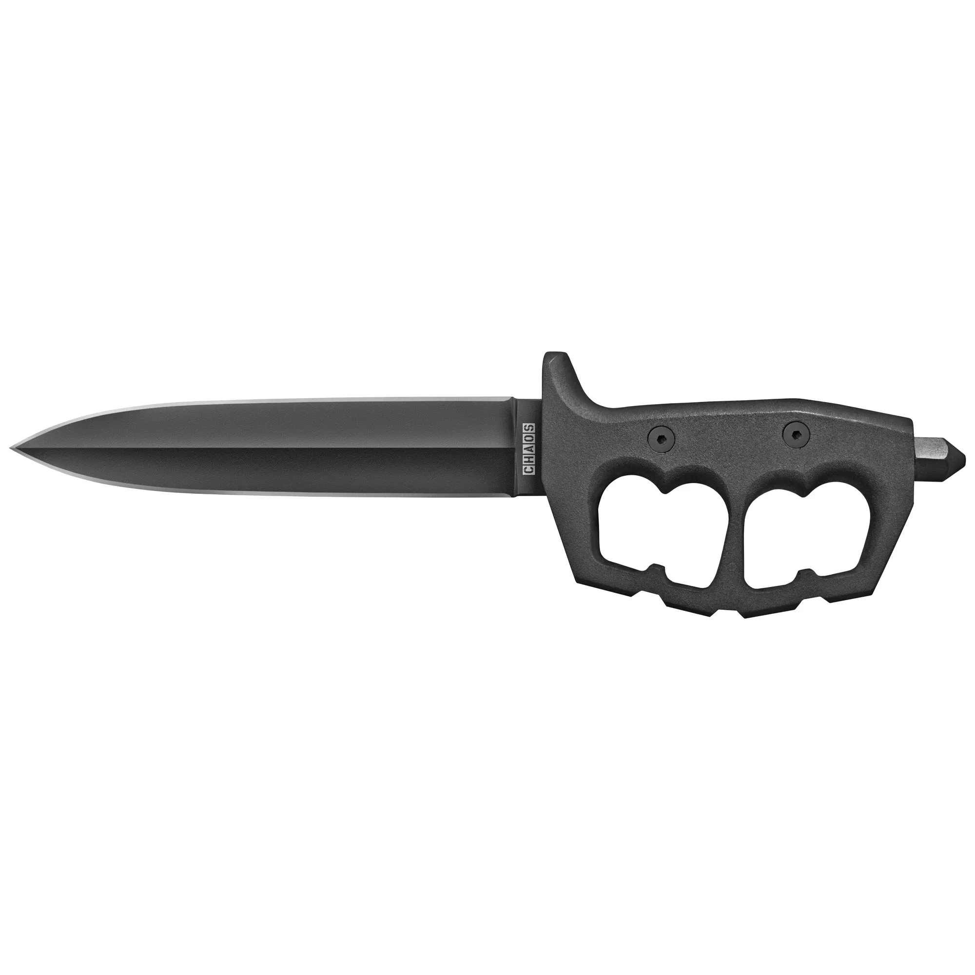 Cold Steel CS-80NTP Chaos Double Edge 7.50” Fixed Plain Black SK-5 High Carbon Blade/Black w/ “D” Ring Guards Aluminum Handle