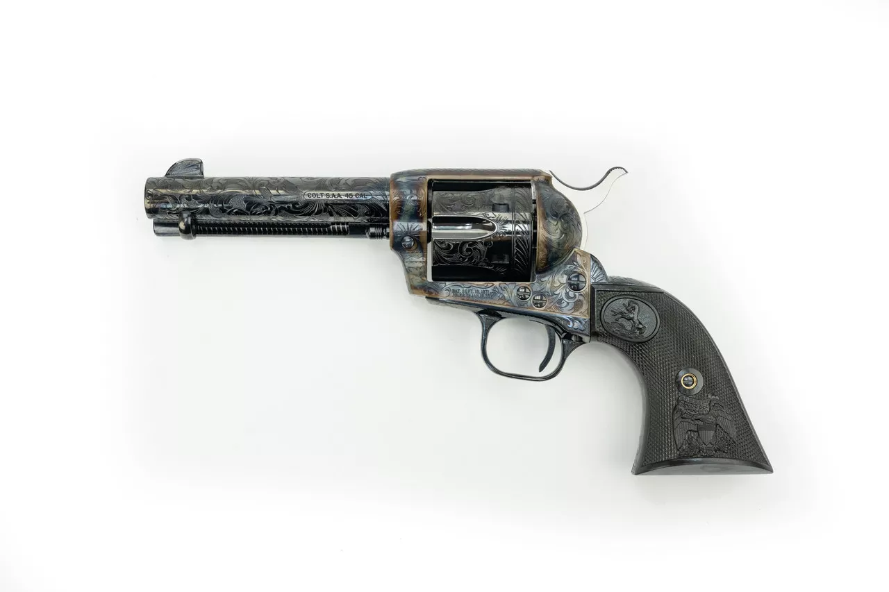 Colt Single Action Army Long Branch 45 Colt, 4.75″, Walnut Grip, Polished Steel