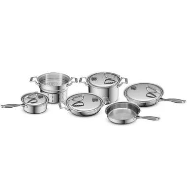 CookCraft 10pc Tri-Ply Stainless Steel SET with Latch Lid