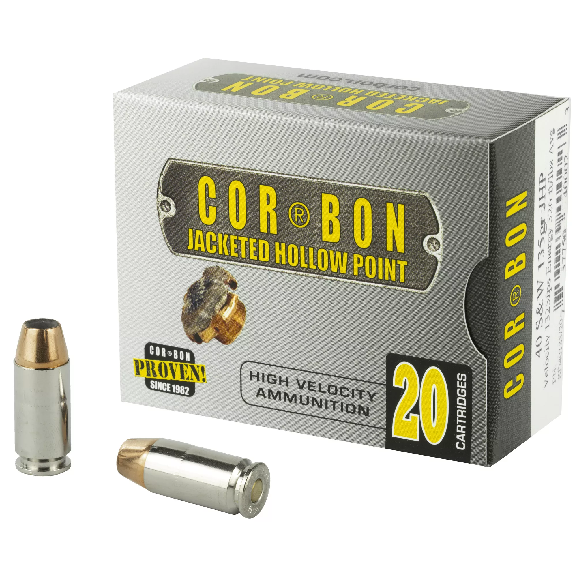 Cor-Bon 40 S&W 135 grain Jacketed Hollow Point Box of 20 Rounds SD40135