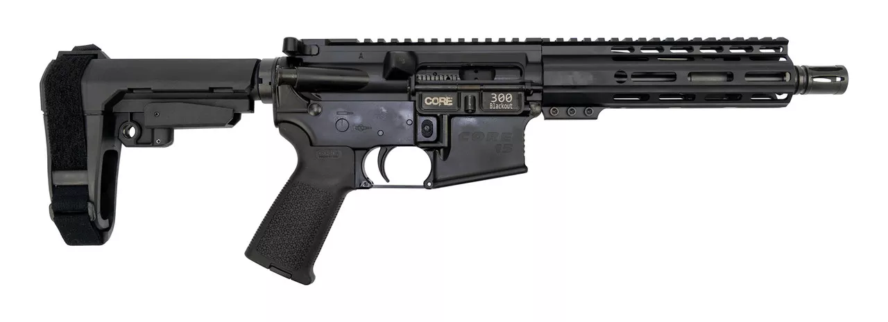 Core 15 Truck Gun AR-15 Pistol .300 Blackout, 7.5″ Barrel, SBA3, Black, 30rd