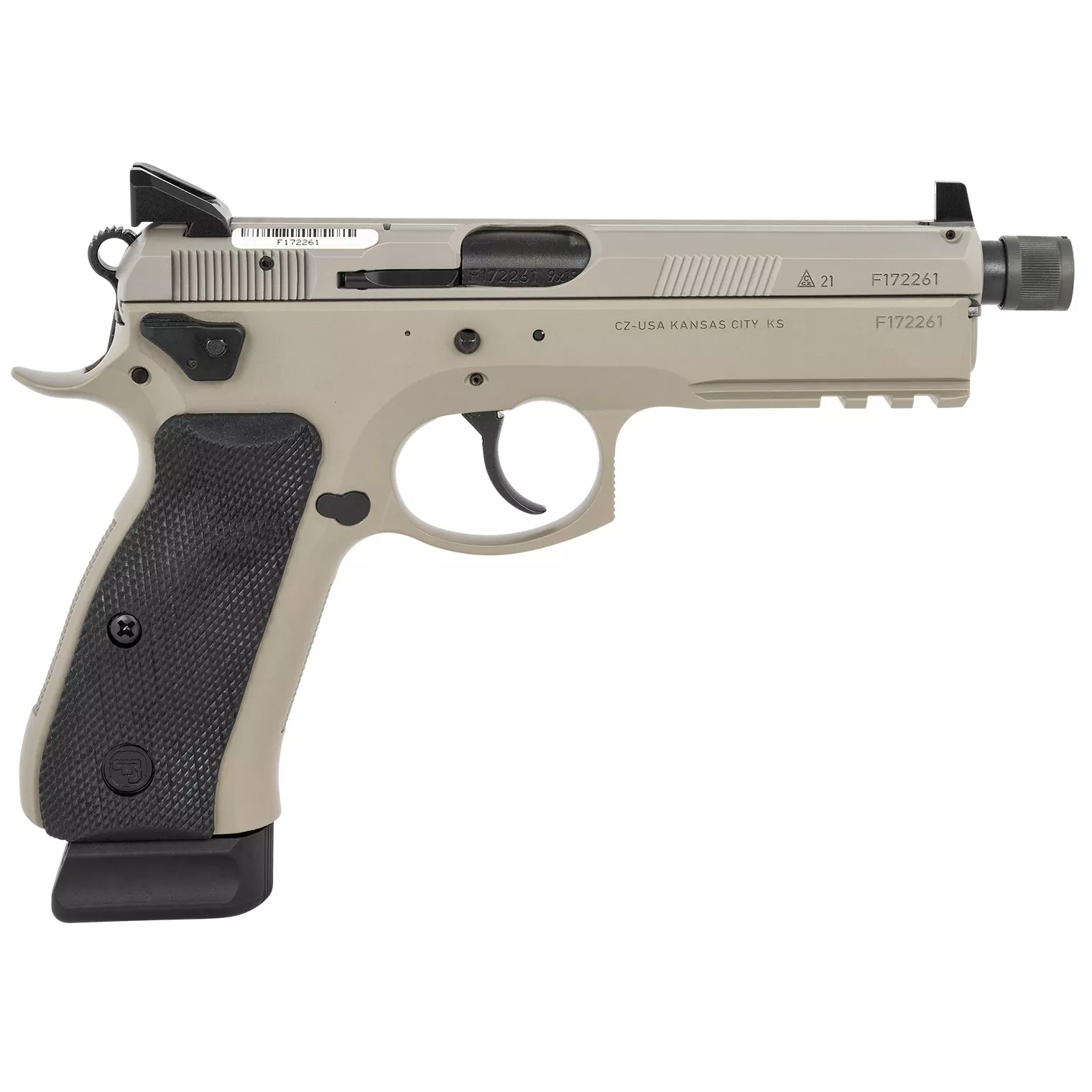 CZ-USA 89253 CZ 75 SP-01 Tactical 9mm Luger 5.21” TB 18+1 Overall Urban Gray with Inside Railed Steel Slide, Black Polymer Grip, Non-Tilted, Suppressor Ready Barrel & Picatinny Rail