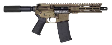 Diamondback DB15 5.56x45mm NATO Pistol 7" Barrel 30+1 Round Black Nitride Threaded Barrel M-Lok Handguard Midnight Bronze Receiver Black Buffer Tube Black Magpul Grip