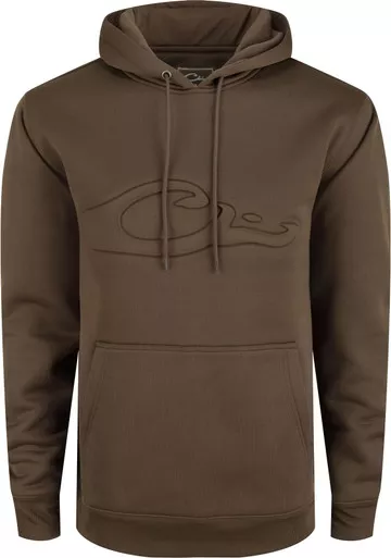 Drake Waterfowl Men Back Eddy Embossed Hunting Hoodie - Chocolate Chip M