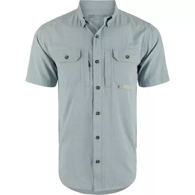 Drake Waterfowl Men Wingshooter Trey Cross Hatch Buttoned SS Quarry Medium