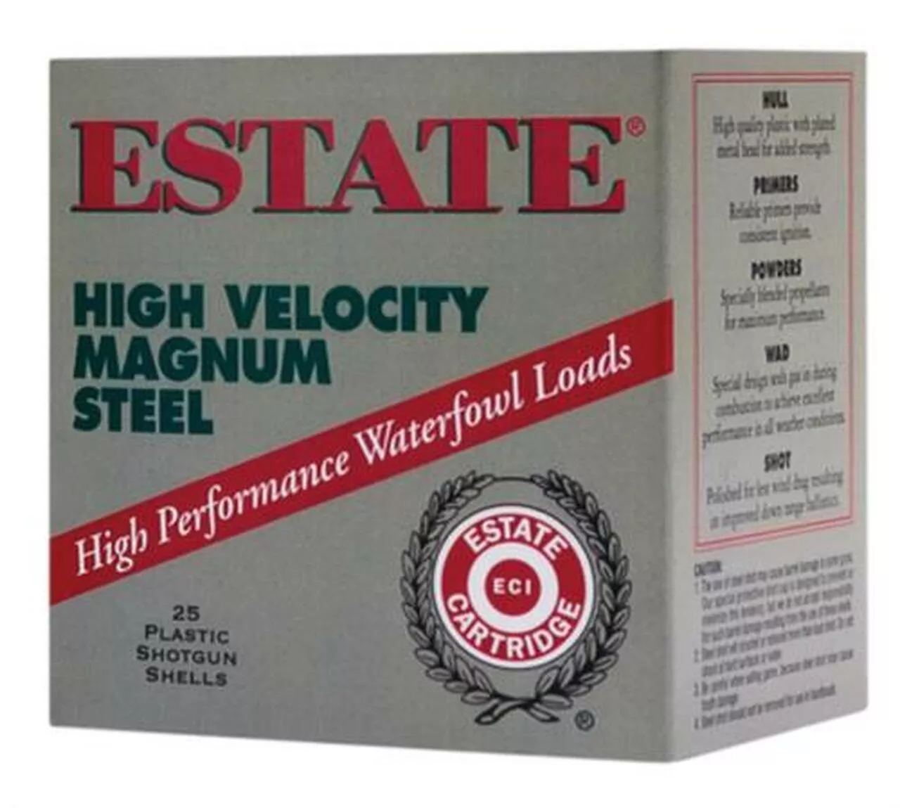 Estate High Velocity Magnum Steel 12 Ga, 2.75″, 1-1/8oz, 2 Shot, 250rd/Case