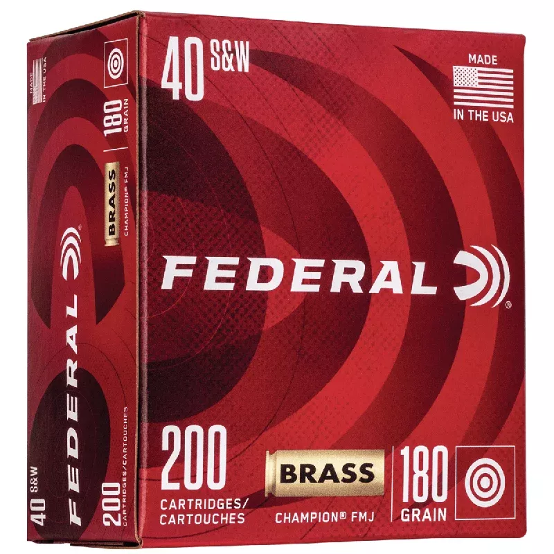 Federal 40 S&W 180 gr Full Metal Jacket (FMJ) 200 Bulk Box