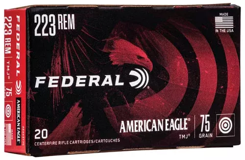 Federal American Eagle Rifle Ammunition .223 Rem 75gr TMJ 2775 fps 20/ct