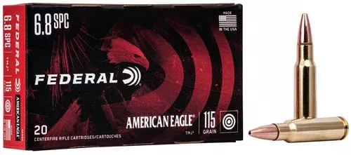 Federal American Eagle Rifle Ammunition 6.8mm SPC 115 gr FMJ 2675 fps 20/Box
