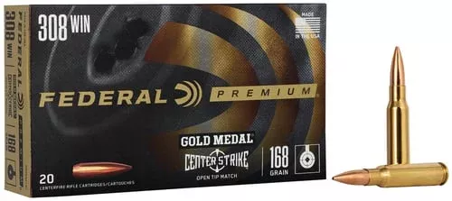 Federal Gold Medal CenterStrike Rifle Ammunition .308 Win 168gr OTM 2650 fps 20/ct