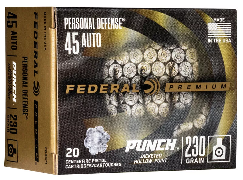 Federal Personal Defense Punch .45 Auto 230gr. JHP 20rd Box #PD45P1