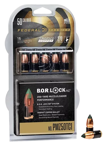 Federal Premium Trophy Copper 50 Caliber Muzzleloader Bullets 270 Grain Polymer Tip Lead Free