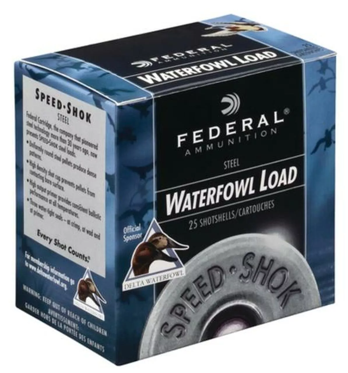 Federal Speed-Shok Steel 12 Ga, 3″, 1550 FPS, 1.125oz, BBB Shot, 25rd/Box