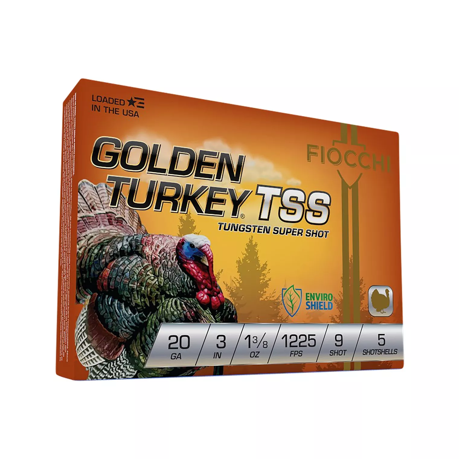 Fiocchi 203TSS9 Golden Turkey TSS 20Gauge 3” 1 3/8oz 9Shot 5 Per Box/10 Case