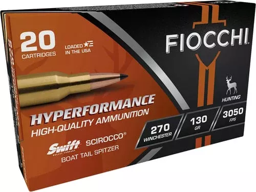 Fiocchi 270SCA Hyperformance270Win 130gr Swift Scirocco II Bonded 20 Per Box/10 Case