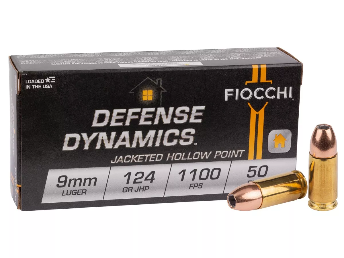 Fiocchi 9mm Luger Defense Dynamics JHP, 124gr, 50ct