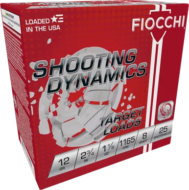 Fiocchi Exacta Light Shooting Dynamics 12 Gauge Ammo 2-3/4" 1-1/8 oz #8 Shot 25 Rounds