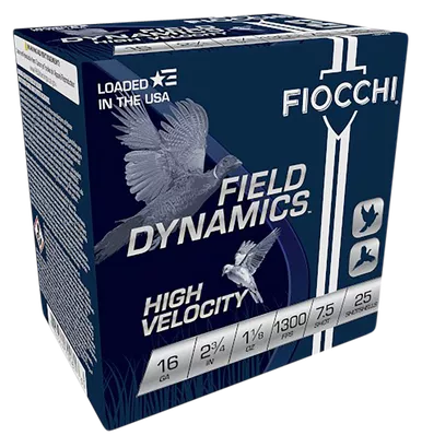 Fiocchi High Velocity 16 Gauge Ammo 2-3/4" #7.5 Lead Shot 1-1/8 oz Box of 25