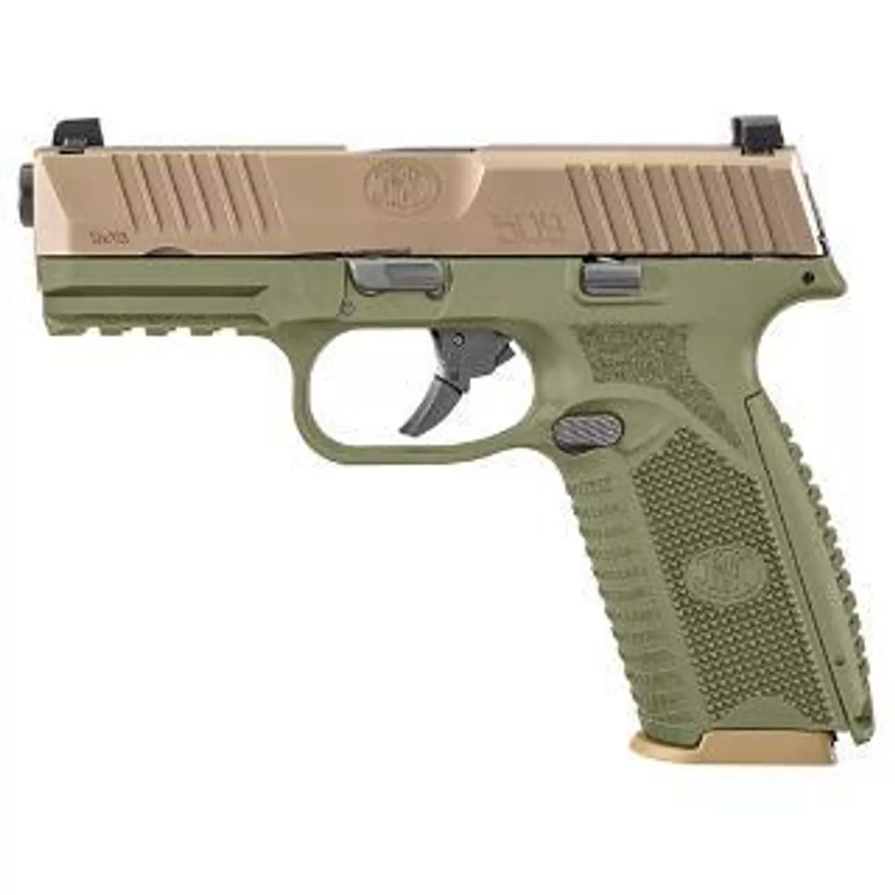 FN 509 9mm, 4″ Barrel, OD Green Frame, Flat Dark Earth Slide, 17rd