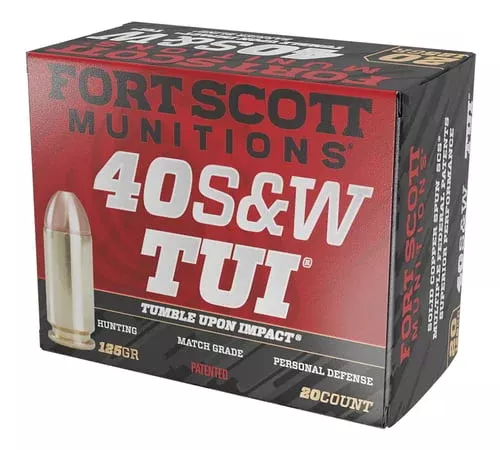Fort Scott Munitions 400125SCV Tumble Upon Impact (TUI)40S&W 125gr Solid Copper Spun 20 Per Box/25 Case