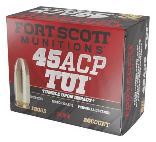 Fort Scott Munitions 450180SCV Tumble Upon Impact (TUI)45ACP 180gr Solid Copper Spun 20 Per Box/25 Case