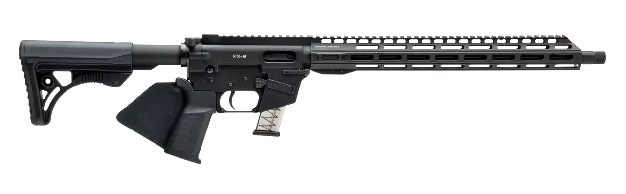 Freedom Ordnance FX9 9mm, 16″ Barrel, Black, Uses Glock Magazines, CA Legal, 10rd