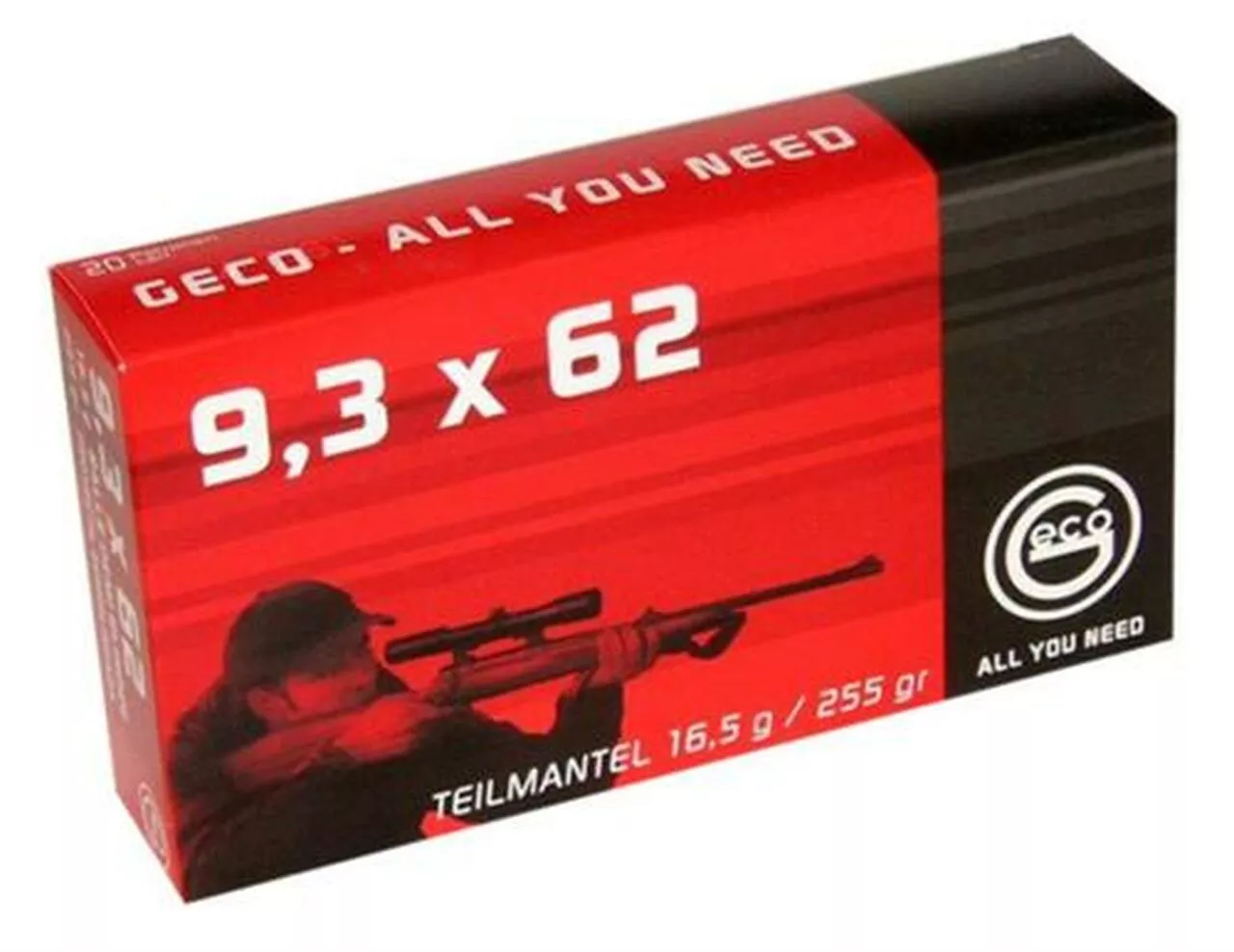 Geco 9.3x62mm Mauser 255gr, Soft Point, 20rd/Box