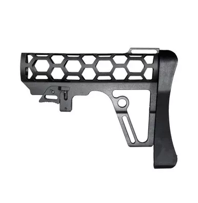 Gen 3 Skeletonized 223/5.56/308 Buttstock for 6 Position Mil Spec Tubes, Black Anodized Aluminum With Pad