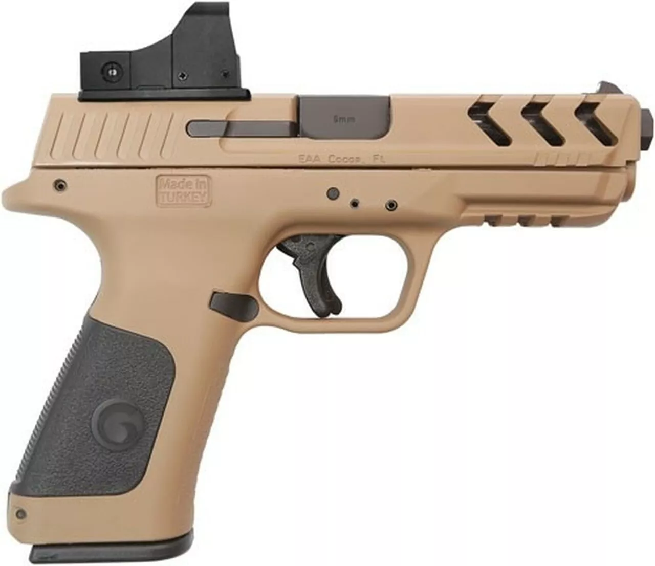 Girsan MC28SA 9MM 4.25″ Barrel With Optic, Flat Dark Earth Polymer Frame, 15rd Mag