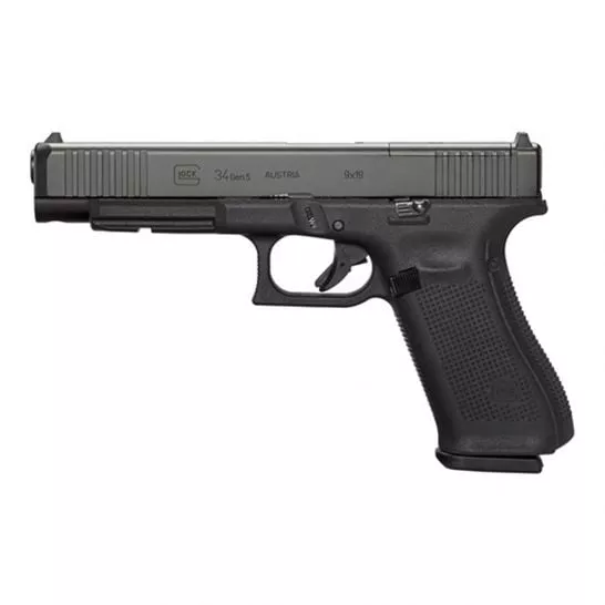 Glock 34 MOS Gen 5 9mm Pistol with Front Serrations, Black – PA343S103M