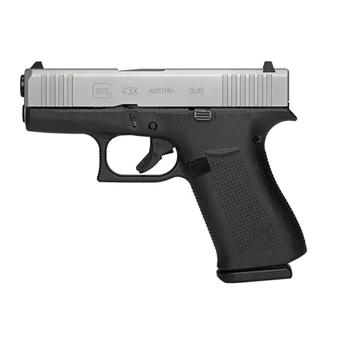 Glock G43X Sub-Compact Silver 9mm 3.39-inch 10Rds with Glock Night Sights
