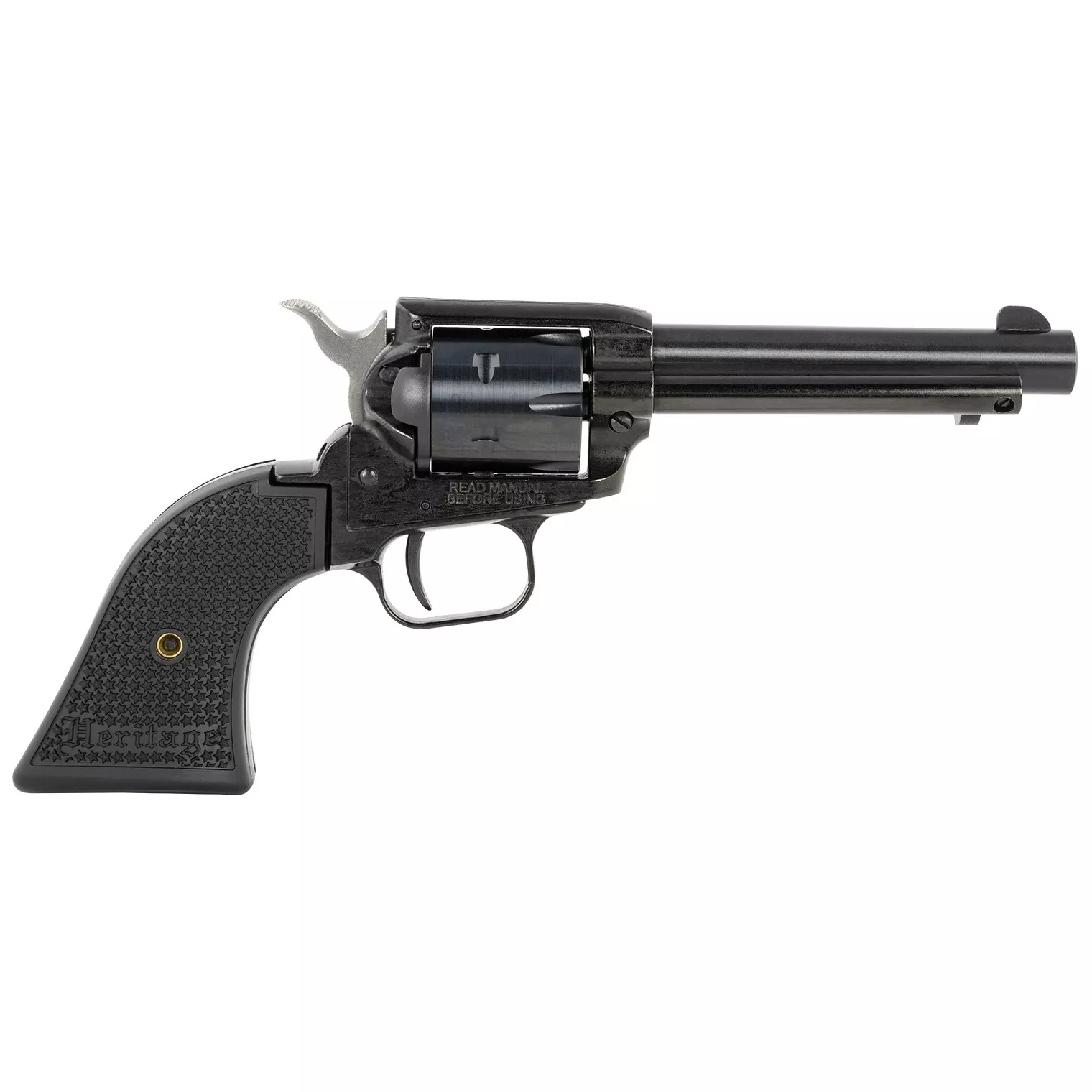 Heritage Mfg RR22B4PG Rough Rider 22 LR 6 Shot, 4.75” Black Steel Barrel, Black Cerakote Zinc Alloy Frame, Black Cerakote Cylinder, Black Polymer Grip, Hammer/Thumb Safety, Exposed Hammer