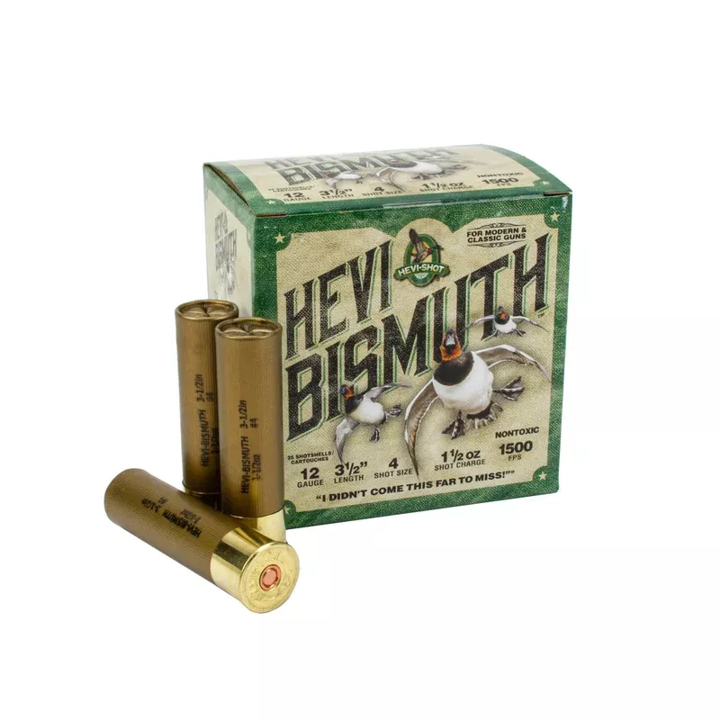 Hevi Shot Hevi Bismuth 12ga. 3.5″ 1-1/2oz. #4 Shot, 25 Round Box