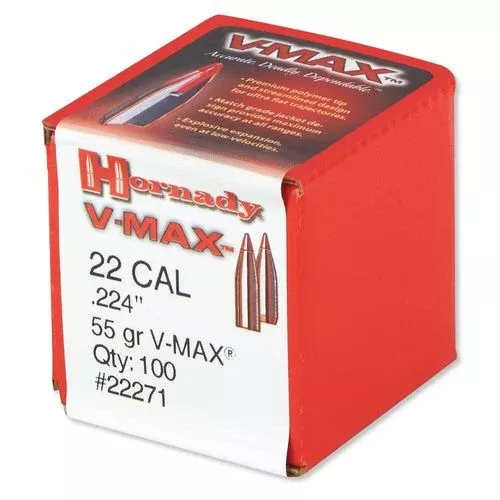 Hornady 22271 V-Max 22 Cal .224 55 gr V Max 100 Per Box