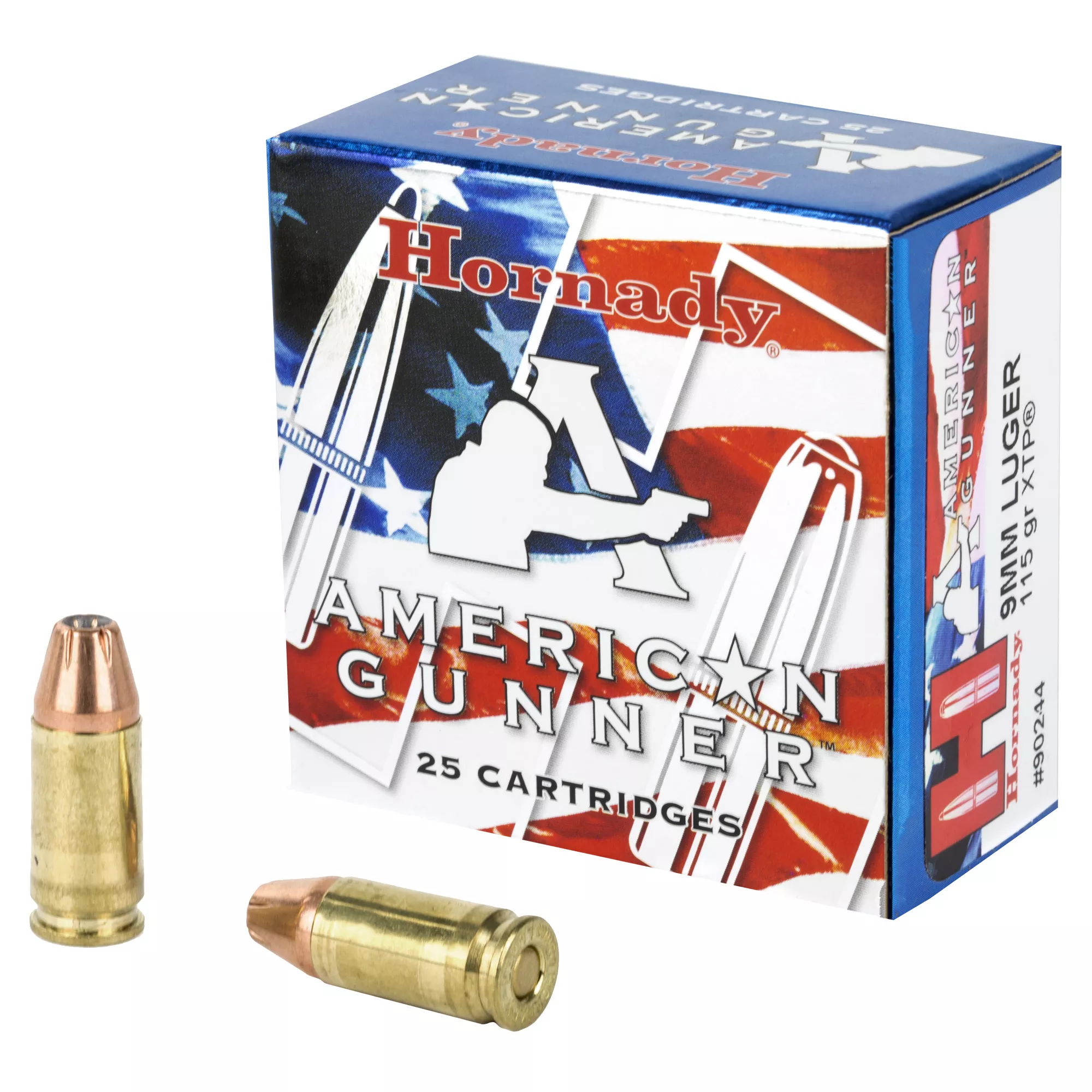 Hornady American Gunner 9mm Luger Ammo 115 grain XTP Hollow Point Box of 25 Rounds 90244