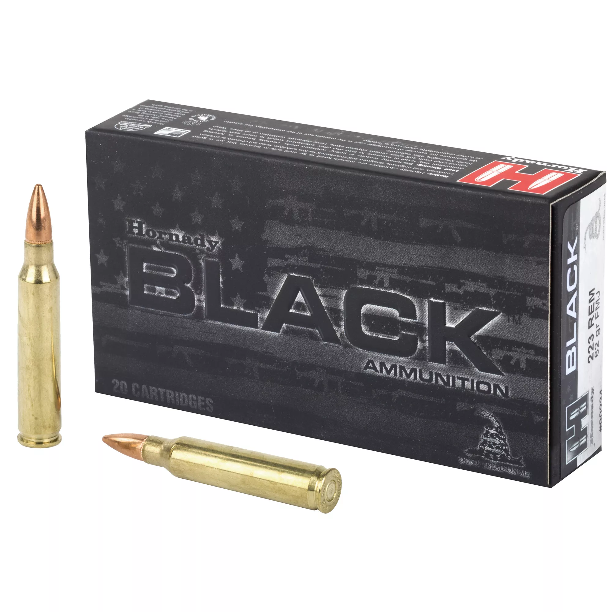 Hornady Black 223 Remington Ammo 62 grain FMJ Case of 200 Rounds Bulk 80234