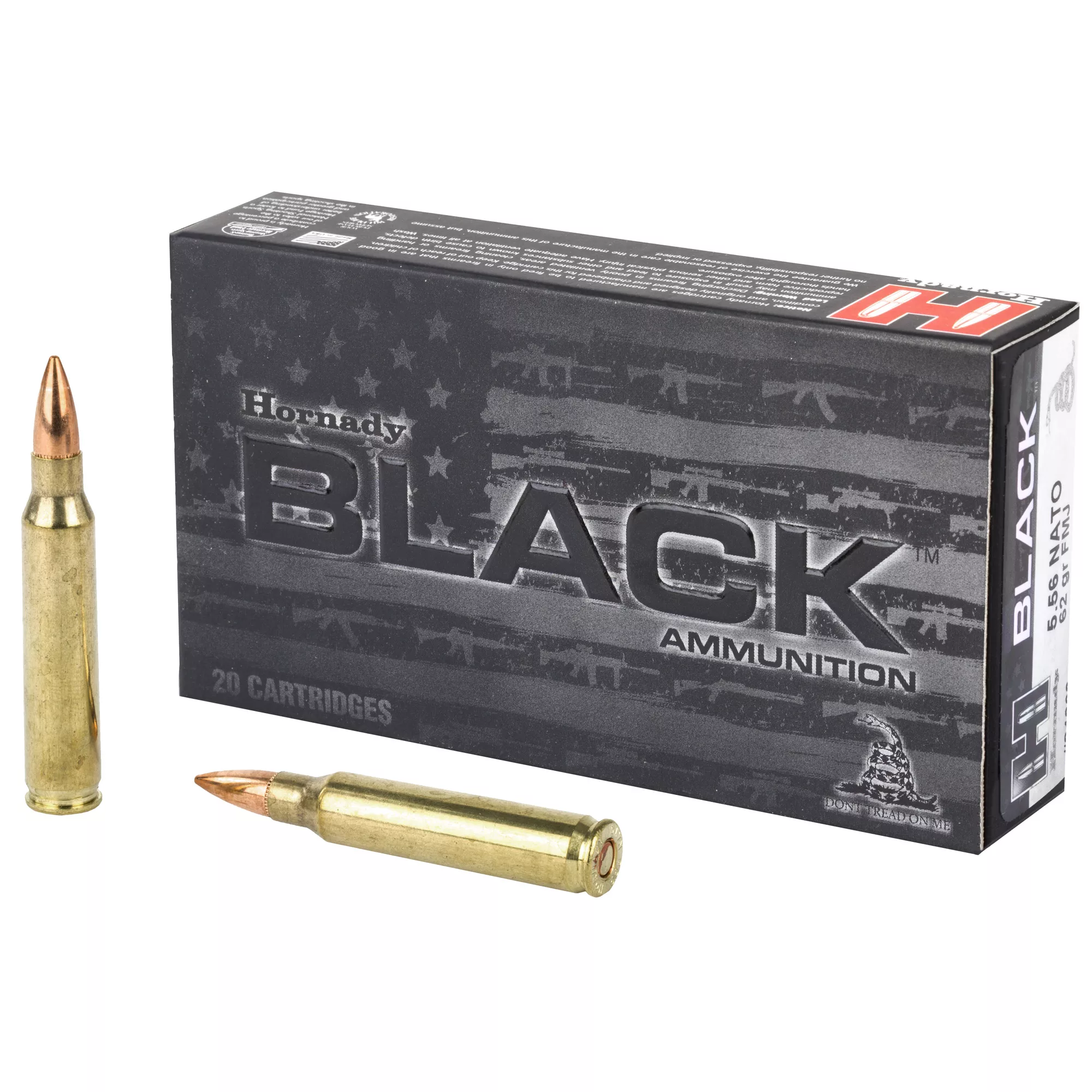 Hornady Black 5.56 NATO Ammo 62 grain FMJ Case of 200 Rounds 81263