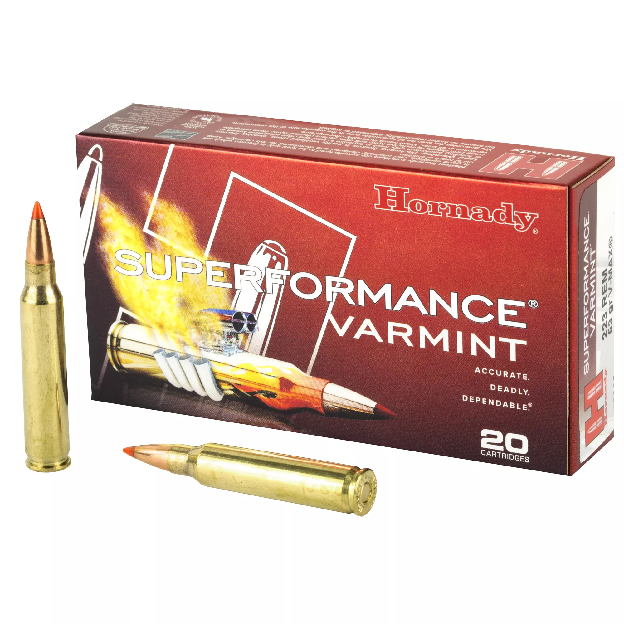 Hornady Superformance Varmint 223 Remington Ammo 53 grain V-MAX Case of 200 Rounds 8025