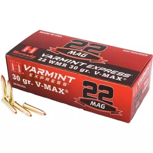 Hornady Varmint Express .22 WMR Ammunition 200 Rounds 30 Grain Hornady V-Max Projectile 2200fps