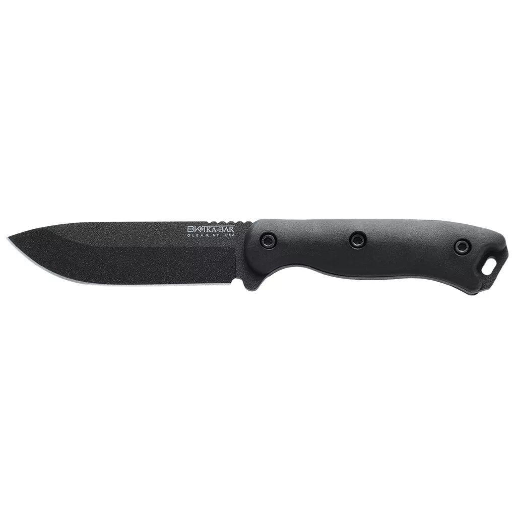Ka-Bar BK16 Becker 4.38” Fixed Drop Point Plain Black 1095 Cro-Van Blade, Black Ultramid Handle, Includes Sheath