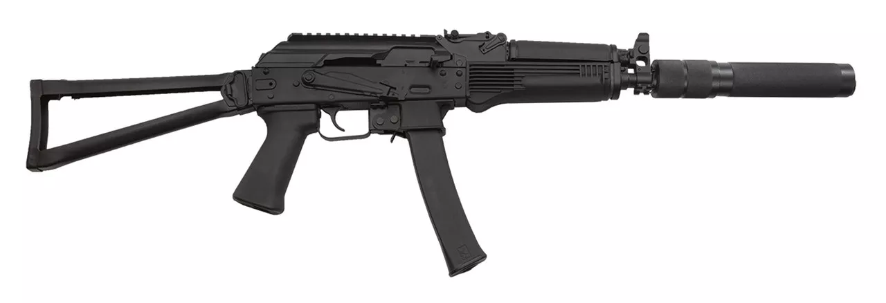 Kalashnikov KR-9S 9mm, 16″ Barrel w/Faux Suppressor, Vityaz Folder, Black, 30rd