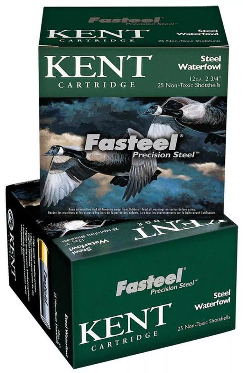 Kent Fasteel 12 Ga, 2.75″, 1-1/8 oz, 2 Shot, 250rd/Case