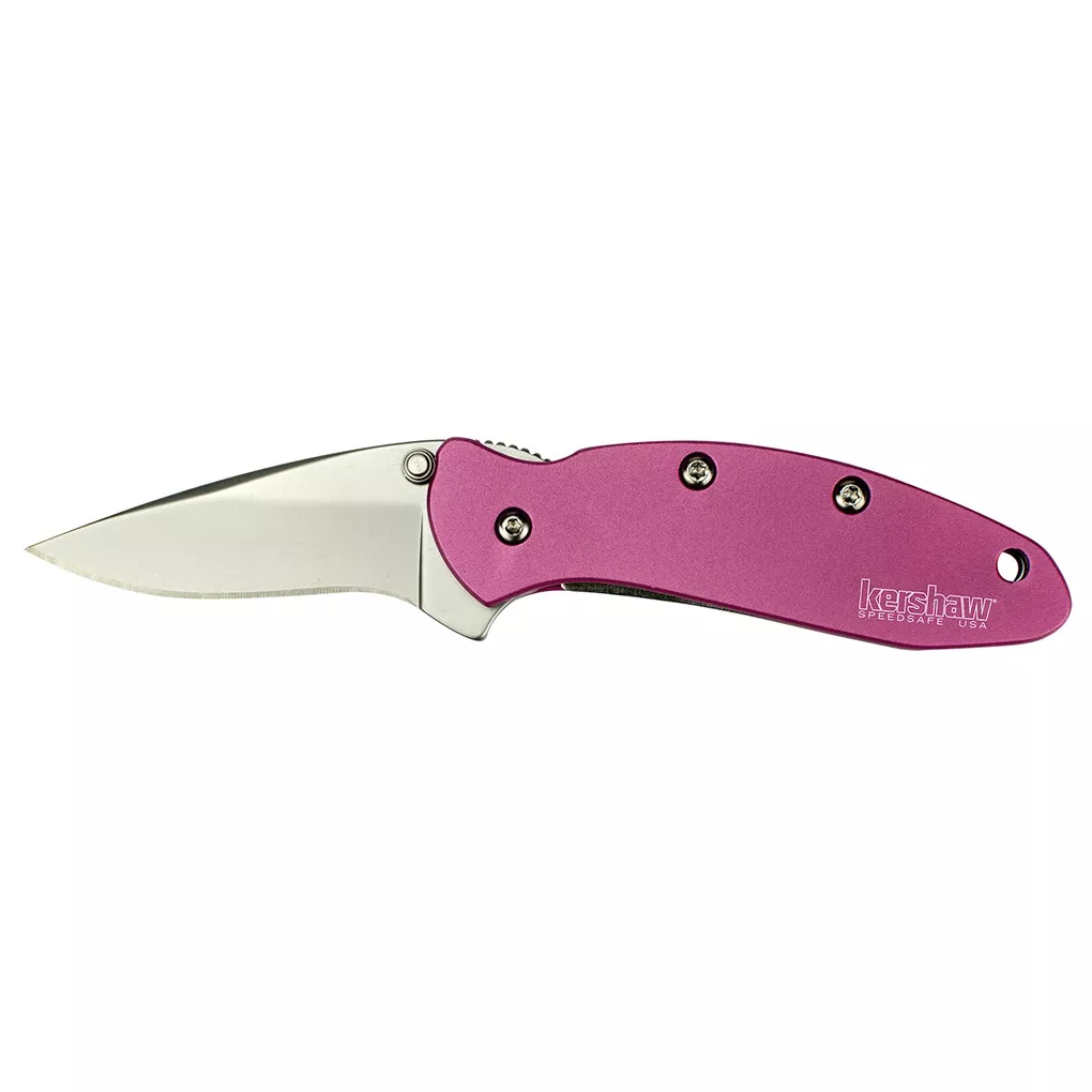 Kershaw 1600PINK Chive 1.90” Folding Drop Point Plain Bead Blasted 420HC SS Blade Pink Anodized Aluminum Handle Includes Pocket Clip