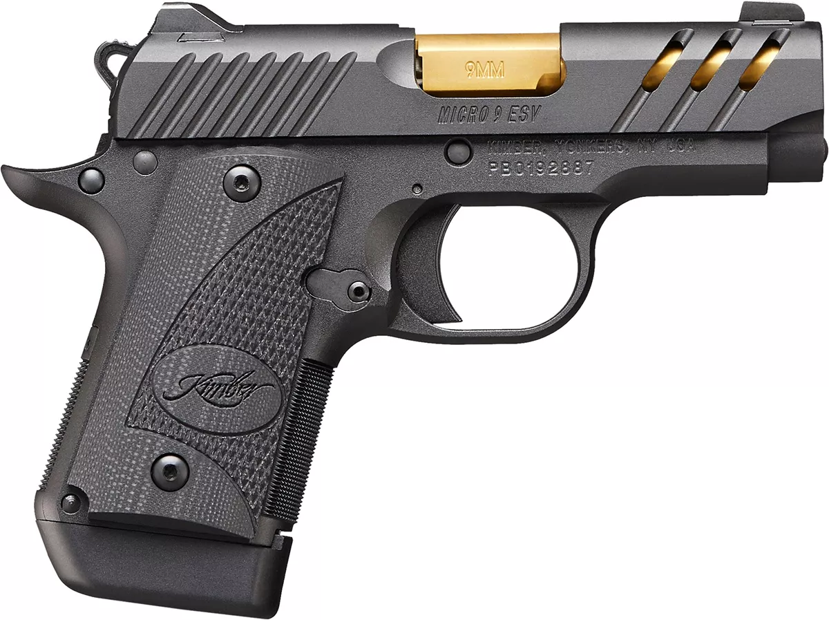 Kimber Micro 9 ESV Black 9mm Pistol with TiN Gold Barrel