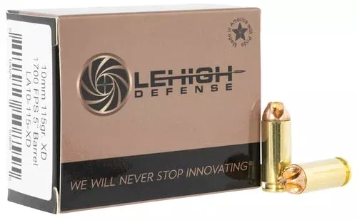 Lehigh Defense LA10115XD Xtreme Defense10mmAuto 115gr Lehigh Defense XD FMT 20 Per Box/10 Case