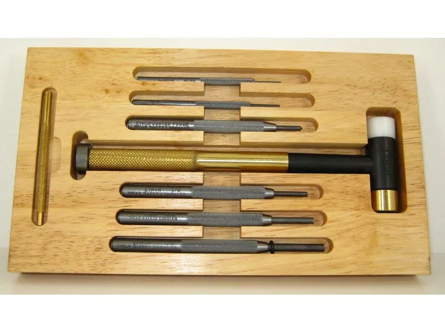Lyman Tapper Hammer with Interchangeable Brass, Nylon, Steel Heads and Punch Set 7-Piece