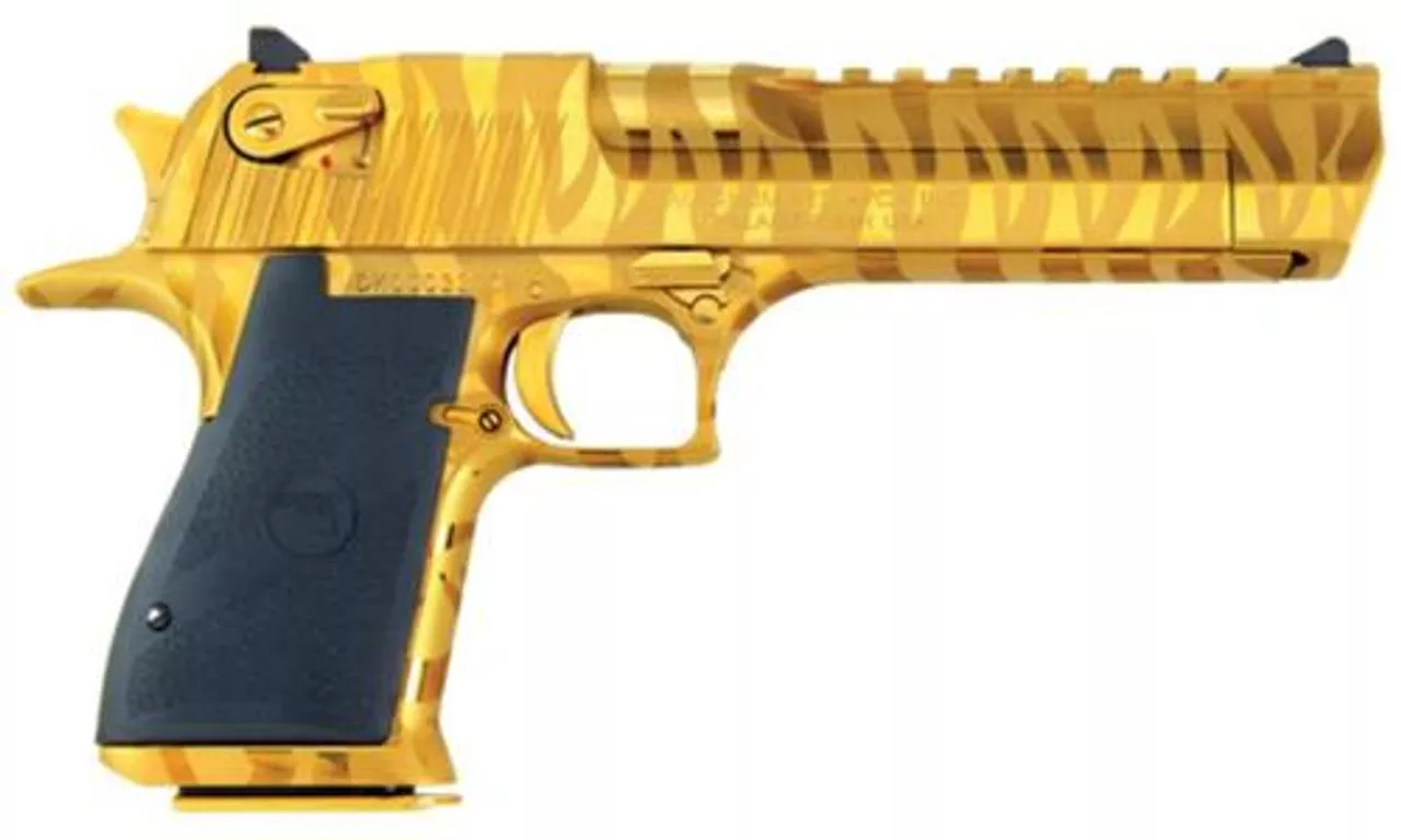 Magnum Research Desert Eagle Mark XIX Pistol .44 Magnum 6″ Barrel Titanium Gold With Tiger Strips 7rd