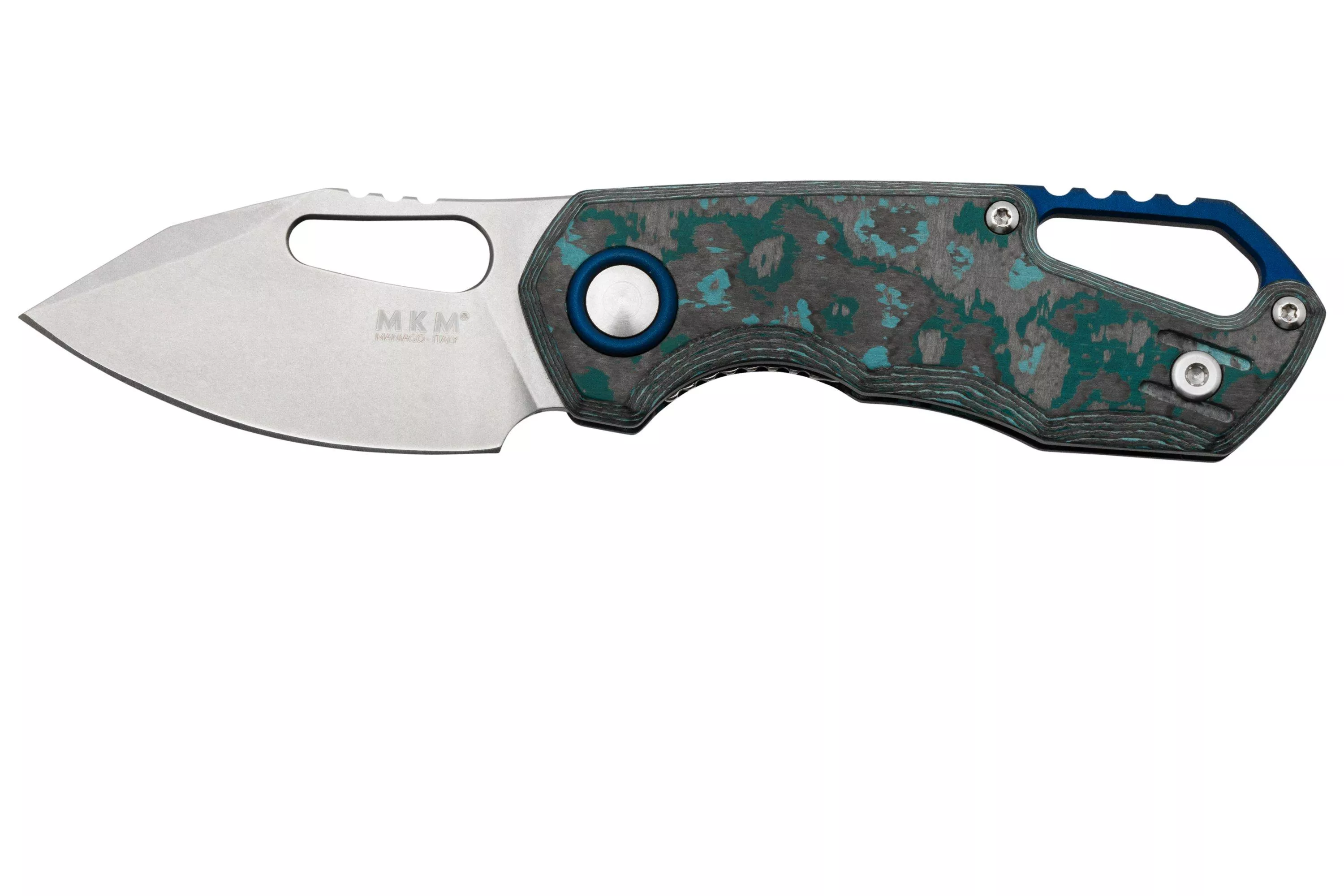 MKM Isonzo FX03-3CA Clip Point Stonewashed, Arctic Storm Carbon Fibre pocket knife, Jesper Voxnaes design