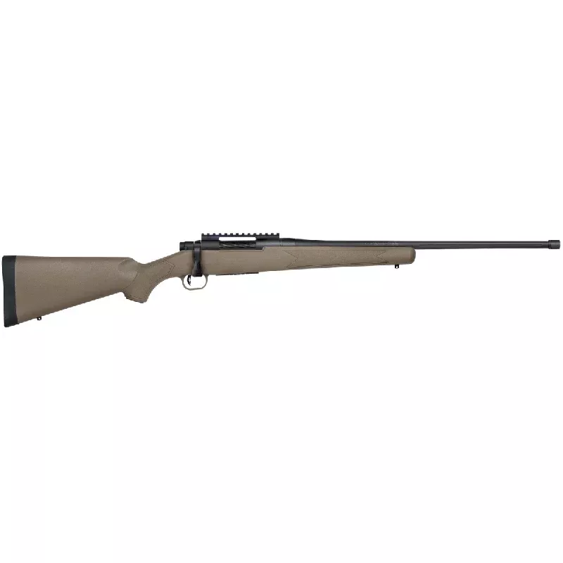 Mossberg Patriot Predator Rifle, 20″ Matte Blued Fluted Threaded Barrel Matte Blued Picatinny Rail Receiver Fixed Flat Dark Earth Synthetic Stock Full Size 4+1rd 350 Legend – 28255