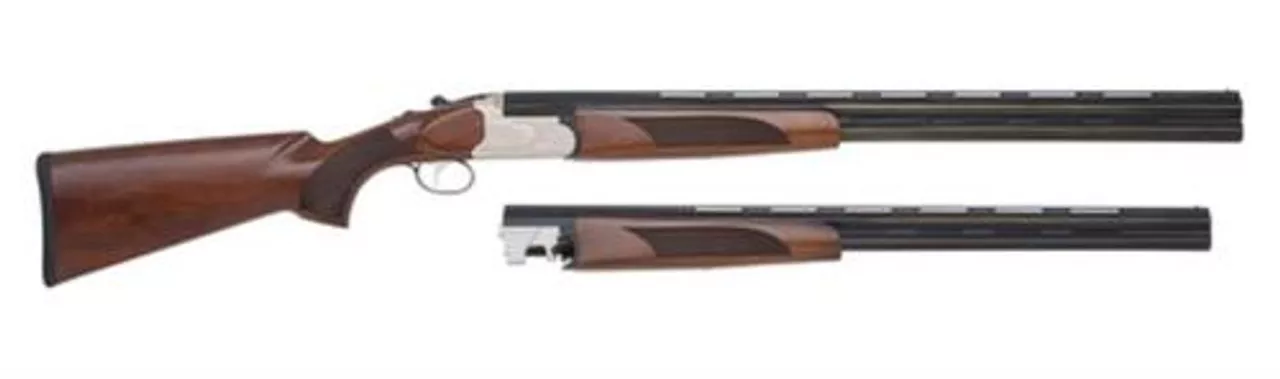 Mossberg Silver Reserve II Field Combo 2-Barrel Set 12 Ga/28″ Barrel and 20 Ga/26″ Barrel 3″ Chamber Silver Receiver Black Walnut Stock
